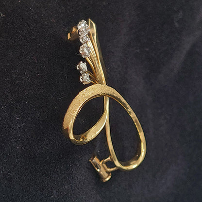 Diamond Set 18ct Yellow Gold Spray Brooch