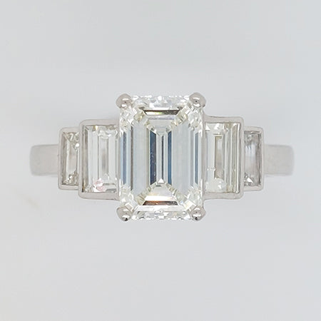 Certified 1.75ct Emerald Cut Diamond Engagement Ring in Platinum