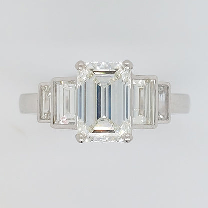 Certified 1.75ct Emerald Cut Diamond Engagement Ring in Platinum