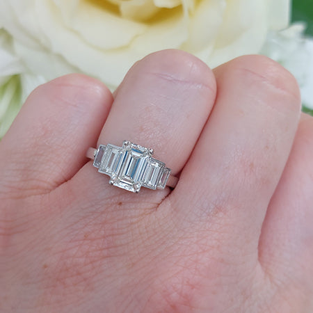 Certified 1.75ct Emerald Cut Diamond Engagement Ring in Platinum