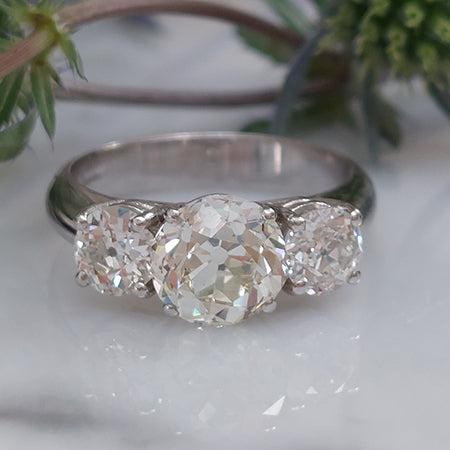 Three Stone Diamond Ring, 3.37 carat total