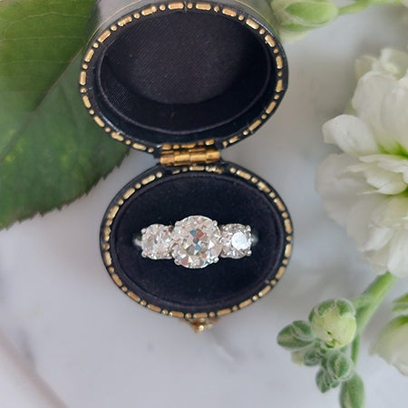 Three Stone Diamond Ring, 3.37 carat total