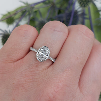 Certified 1ct D VS2 Oval Diamond Cluster Engagement Ring