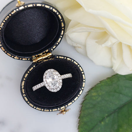 Certified 1ct D VS2 Oval Diamond Cluster Engagement Ring