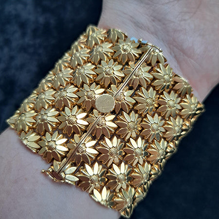 Floral Articulated Link 18ct Yellow Gold Bracelet