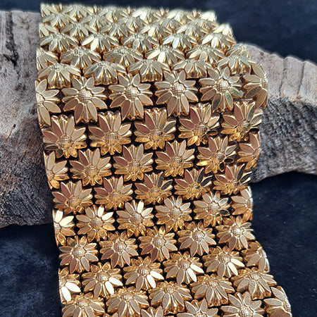 Floral Articulated Link 18ct Yellow Gold Bracelet