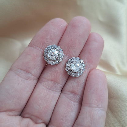 2.70ct Old Cut Diamond Cluster Earrings