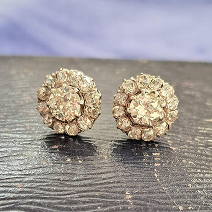 Old Cut Diamond Cluster Earrings, 2.70 carats