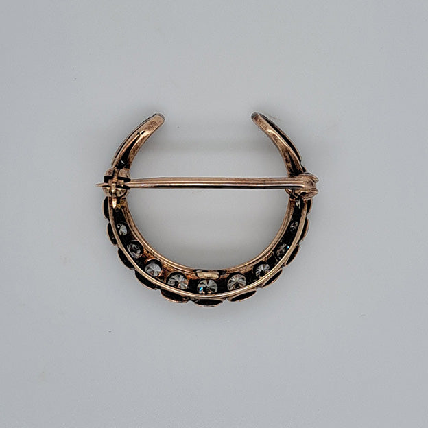 Antique 0.80ct Old Cut Diamond Crescent Moon Brooch, Circa 1910