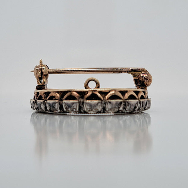 Edwardian Antique 0.80ct Old Cut Diamond Crescent Moon Brooch