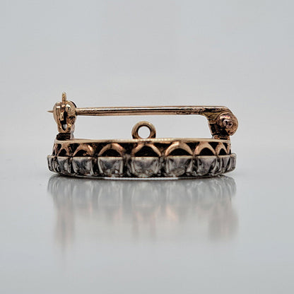 Edwardian Antique 0.80ct Old Cut Diamond Crescent Moon Brooch