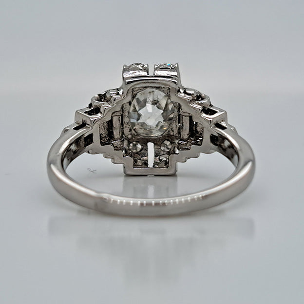 Art Deco Old Mine Cut Diamond Cluster Engagement Ring