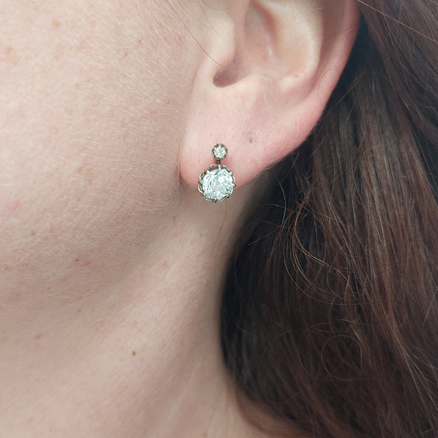 Antique Edwardian 2.60ct Old Cut Diamond Earrings