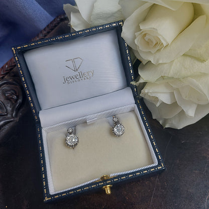 Antique Edwardian 2.60ct Old Cut Diamond Earrings