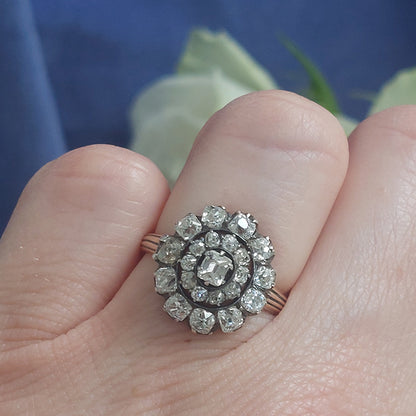Antique Georgian 3.50ct Old Cut Diamond Cluster Engagement Ring