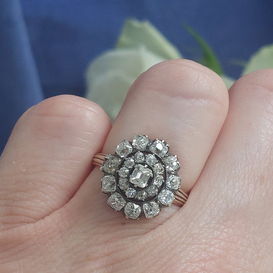 Antique Georgian 3.50ct Old Cut Diamond Cluster Engagement Ring