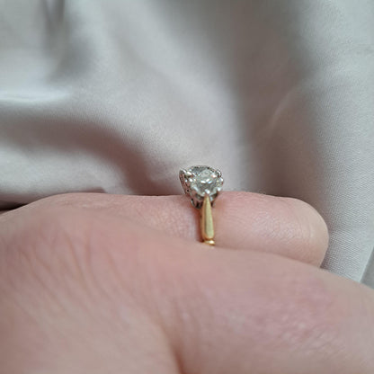 3.17ct Old Mine Cut Diamond Three Stone Engagement Ring in 18ct Yellow Gold