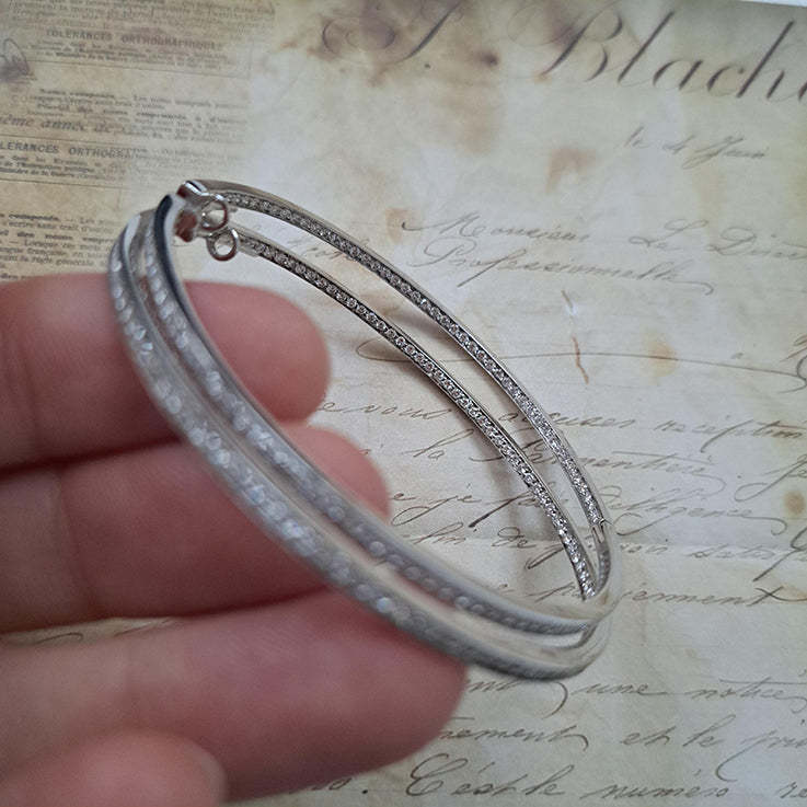 Large Pair of Vintage 3ct Diamond Hoop Earrings