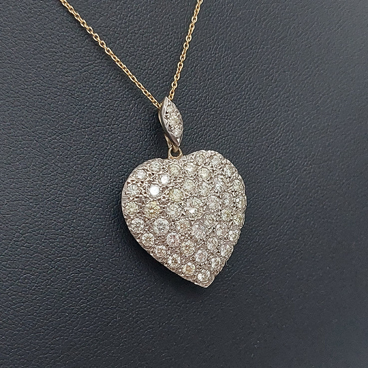 3ct Diamond Set Heart Pendant in 18ct Yellow Gold