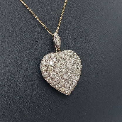 3ct Diamond Set Heart Pendant in 18ct Yellow Gold