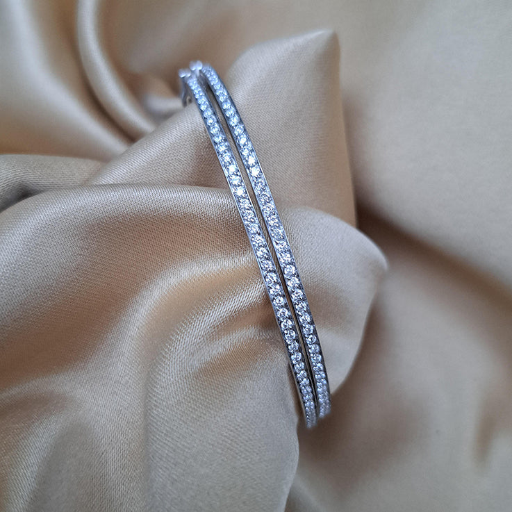 Large Pair of Vintage 3ct Diamond Hoop Earrings