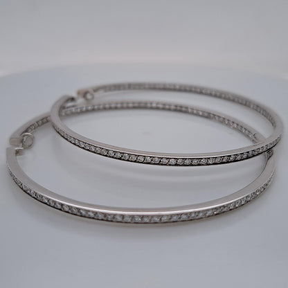 Large Pair of Vintage 3ct Diamond Hoop Earrings