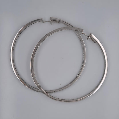 Large Pair of Vintage 3ct Diamond Hoop Earrings