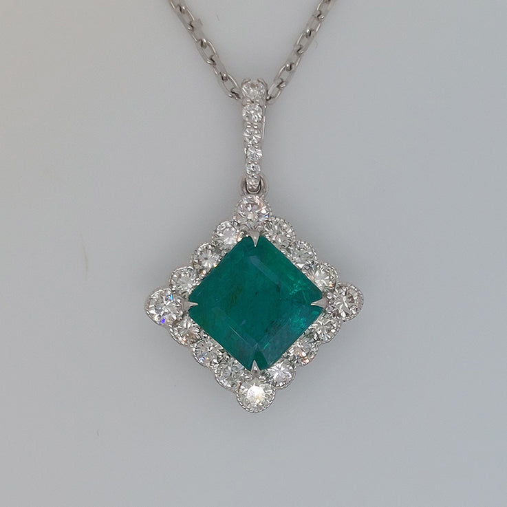 Emerald and Diamond Cluster Pendant