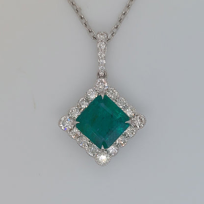 Emerald and Diamond Cluster Pendant