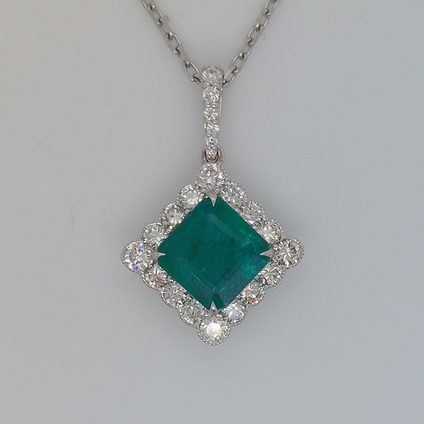 Emerald and Diamond Cluster Pendant