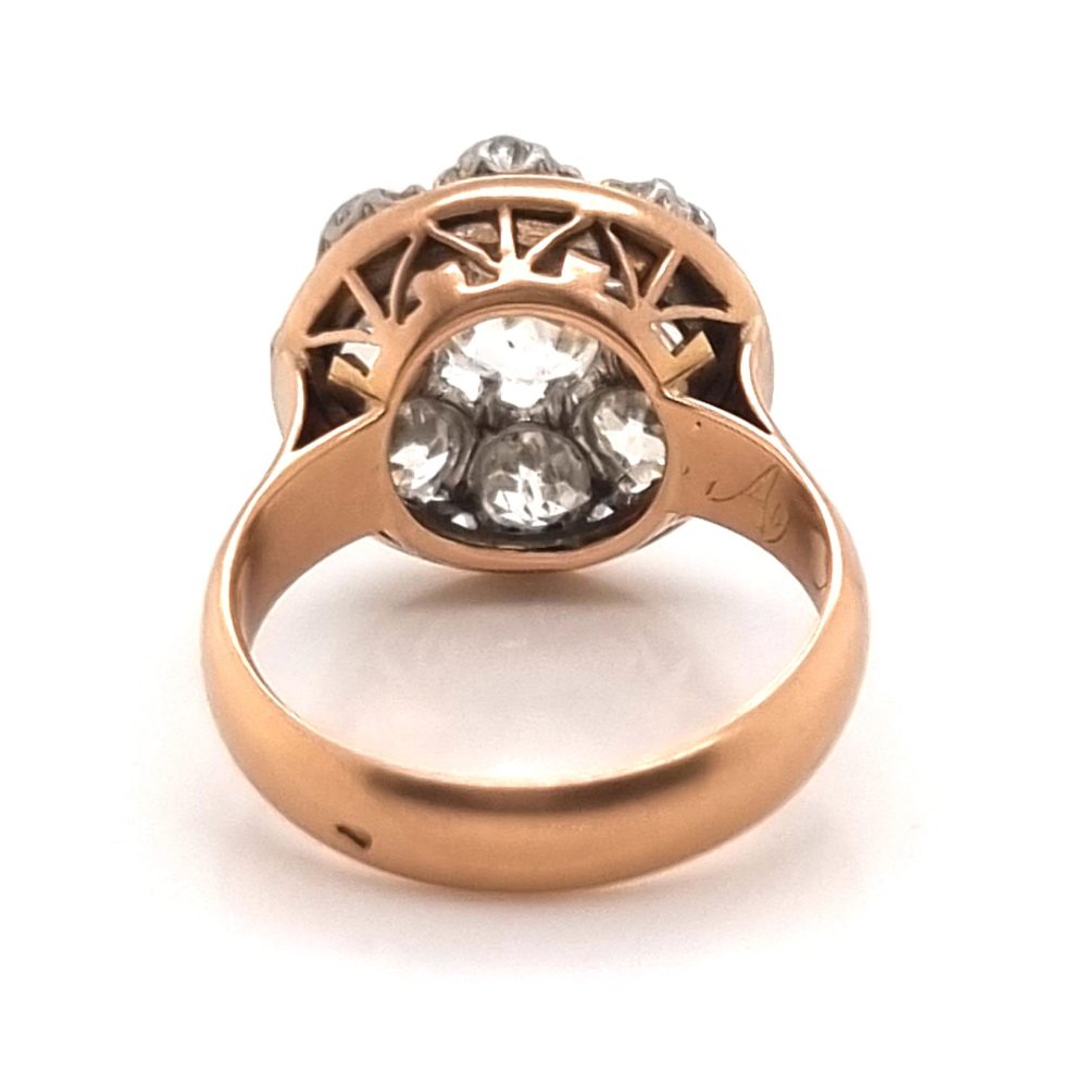 Victorian Antique 3.50ct Old Mine Cut Diamond Cluster Engagement Ring