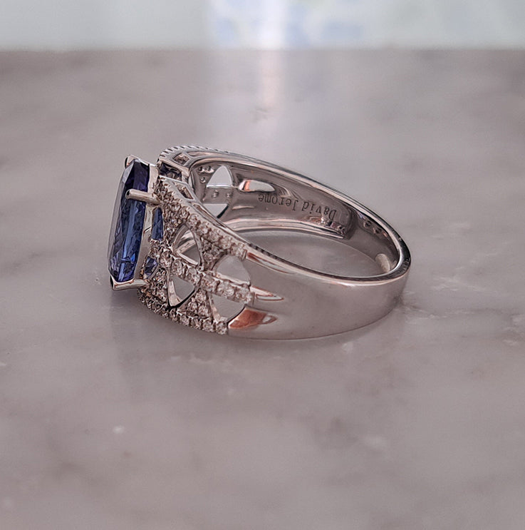 3.23ct Tanzanite and Diamond Dress Ring in 18ct White Gold