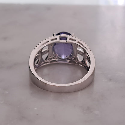 3.23ct Tanzanite and Diamond Dress Ring in 18ct White Gold
