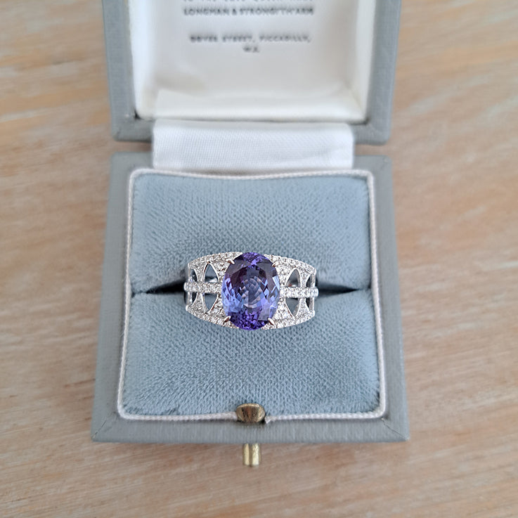 3.23ct Tanzanite and Diamond Dress Ring in 18ct White Gold