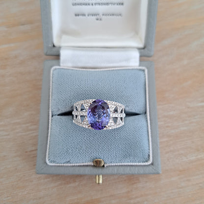 3.23ct Tanzanite and Diamond Dress Ring in 18ct White Gold