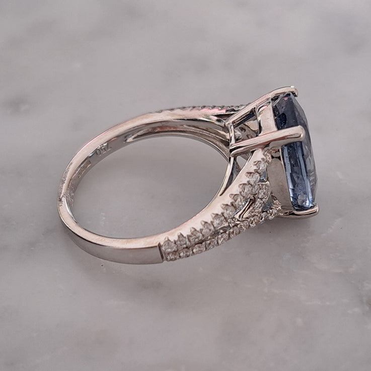 6.28ct Sri Lanka Sapphire and Diamond Solitaire Engagement Ring