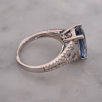 6.28ct Sri Lanka Sapphire and Diamond Solitaire Engagement Ring