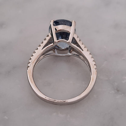 6.28ct Sri Lanka Sapphire and Diamond Solitaire Engagement Ring