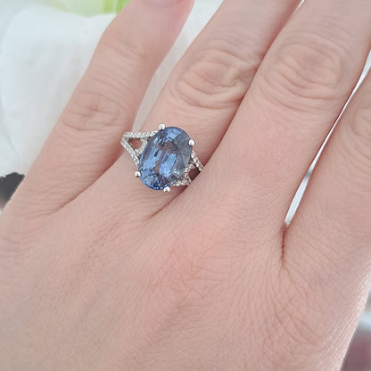 6.28ct Sri Lanka Sapphire and Diamond Solitaire Engagement Ring