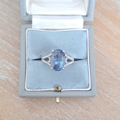 6.28ct Sri Lanka Sapphire and Diamond Solitaire Engagement Ring