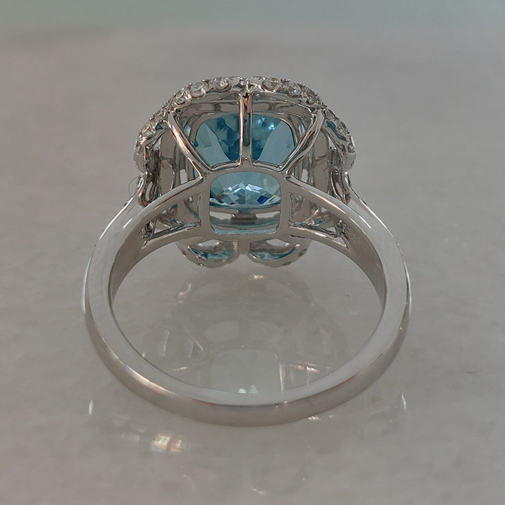 3.59ct Brazilian Aquamarine and Diamond Cluster Dress Ring