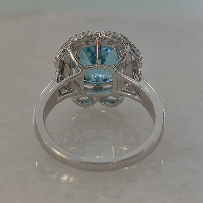3.59ct Brazilian Aquamarine and Diamond Cluster Dress Ring