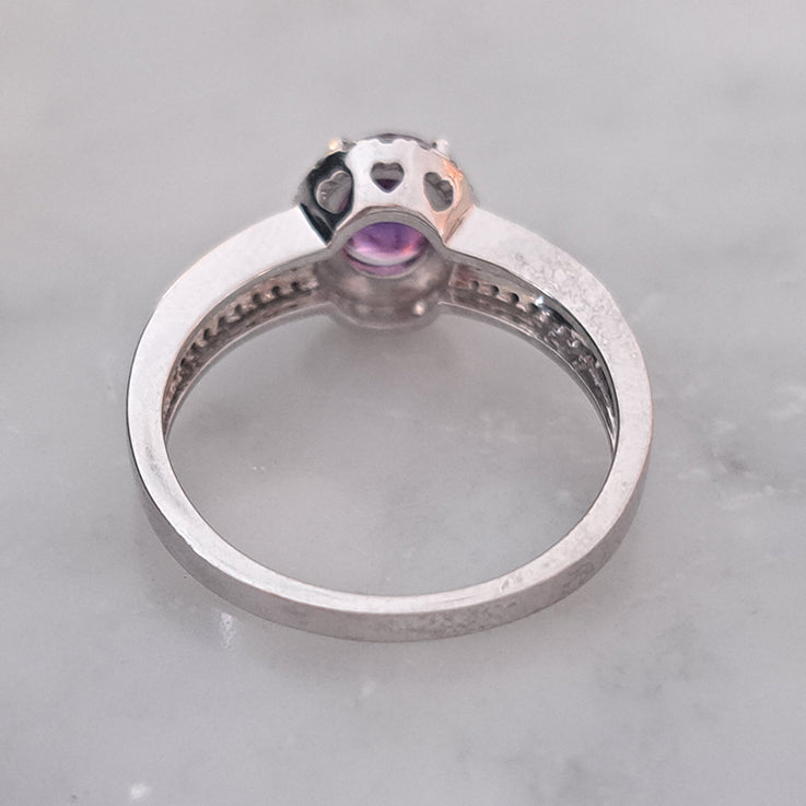 GIA Certified 1.10ct Natural No Heat Pink Sapphire and Diamond Halo Cluster Engagement Ring