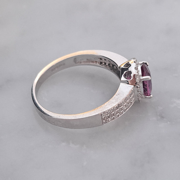 GIA Certified 1.10ct Natural No Heat Pink Sapphire and Diamond Halo Cluster Engagement Ring