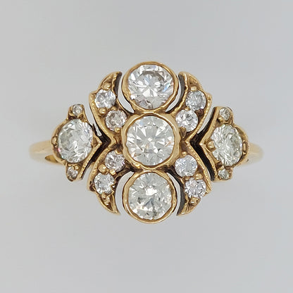 Decorative Diamond Cluster Dress Ring, 1.20 carat total