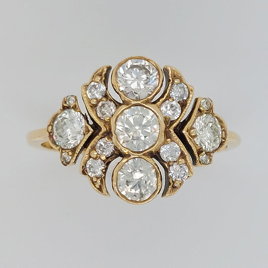 Decorative Diamond Cluster Dress Ring, 1.20 carat total
