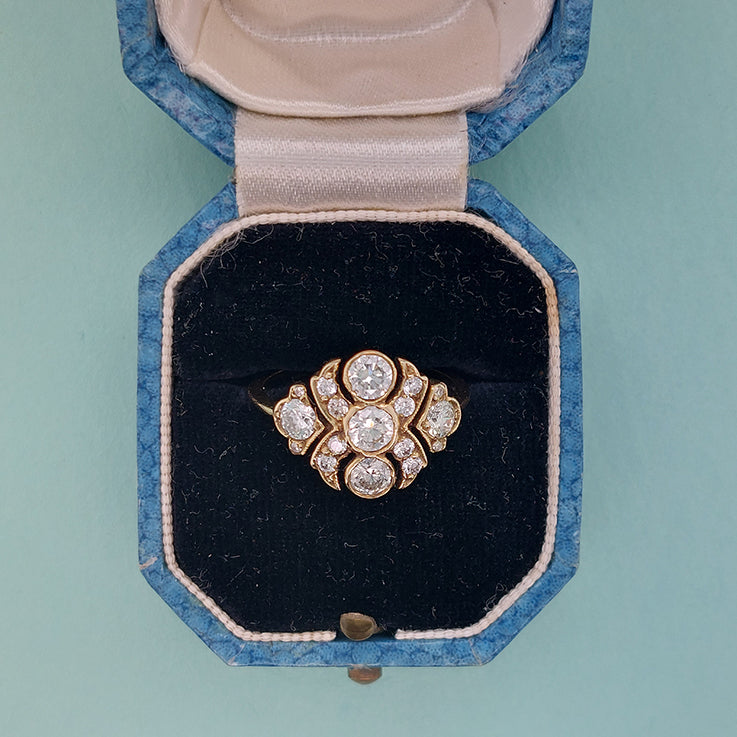 Decorative Diamond Cluster Dress Ring, 1.20 carat total