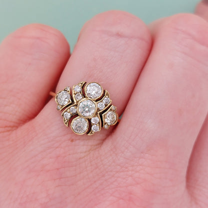 Decorative Diamond Cluster Dress Ring, 1.20 carat total