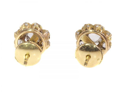 Antique Victorian Rose Cut Diamond And Gold Cluster Earrings