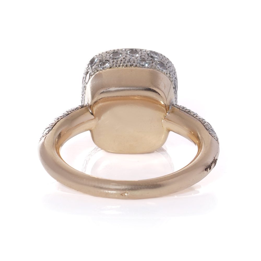 Pomellato diamond ring in white and rose gold.